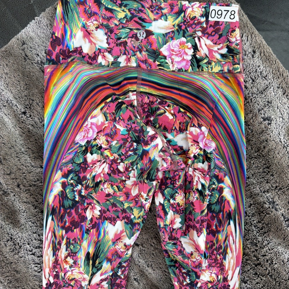 Lululemon Wunder Under Leggings Womens 6 Floral Spectrum Rainbow HR 27" HTF - Picture 6 of 10